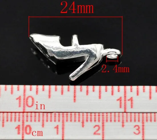 10 Silver Plated HIGH HEELS SHOE Charm Pendants  chs0679