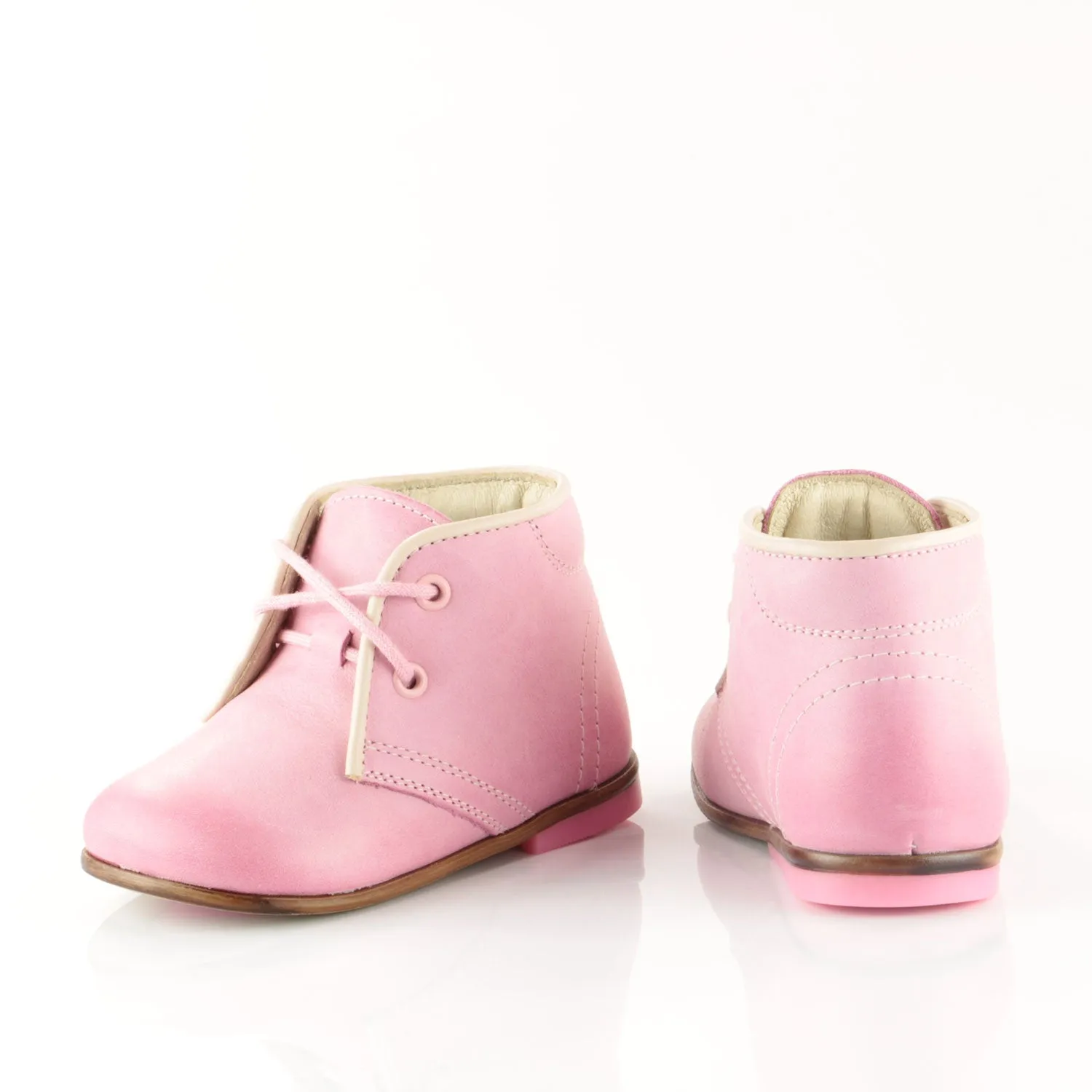 (2195-14) Emel Pink Thomas Heel Lace Up Shoes