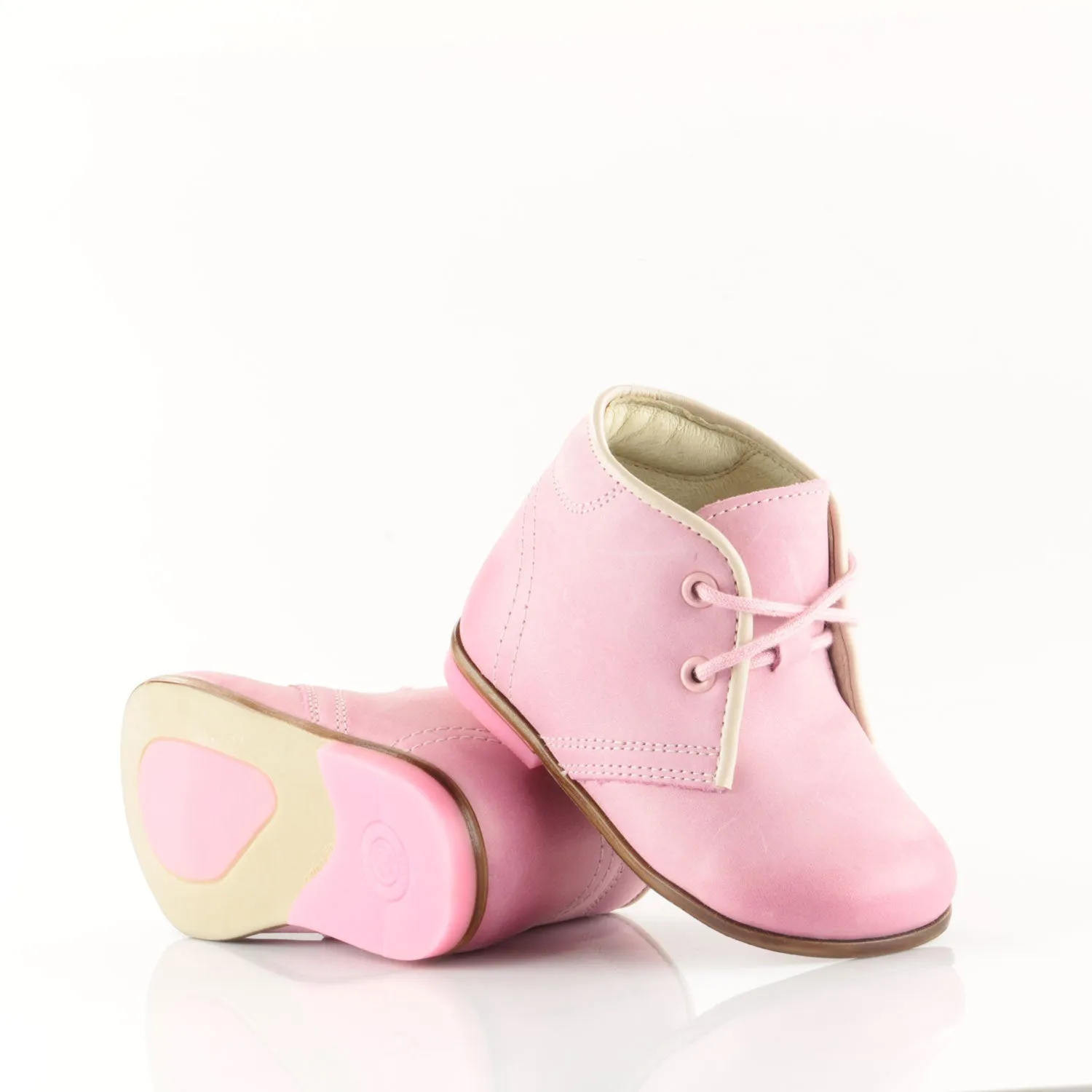 (2195-14) Emel Pink Thomas Heel Lace Up Shoes