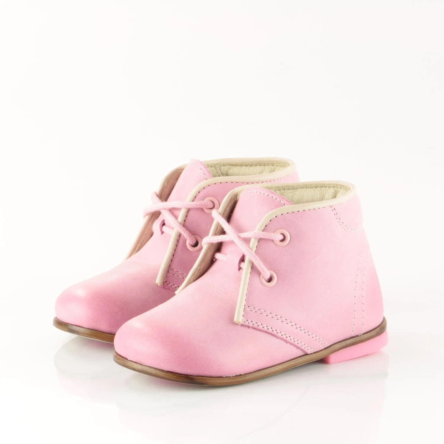 (2195-14) Emel Pink Thomas Heel Lace Up Shoes