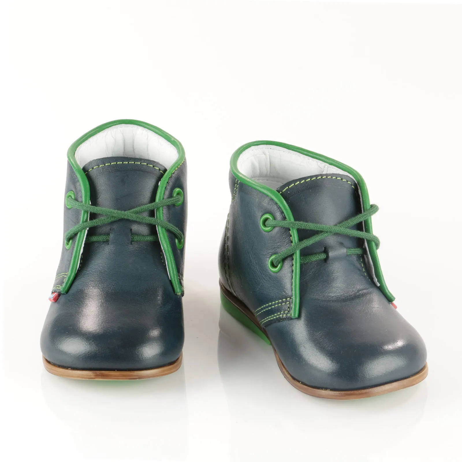 (2195-16) Emel Navy-Green Lace Up Shoes