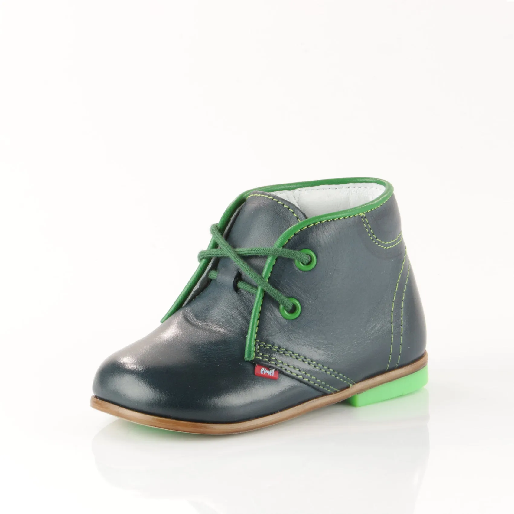 (2195-16) Emel Navy-Green Lace Up Shoes