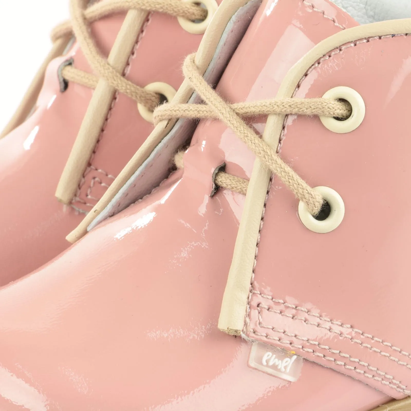 (2393-5) Emel Pink Laque Lace Up Shoes