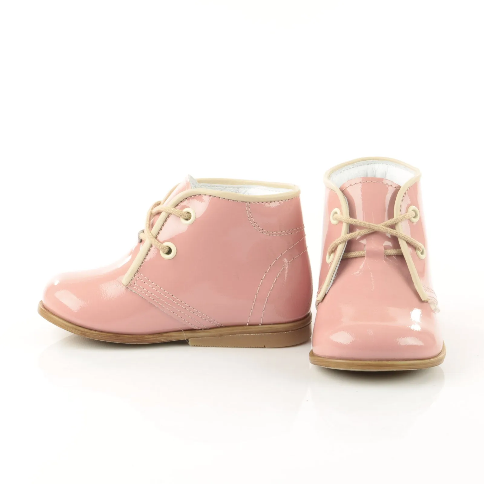 (2393-5) Emel Pink Laque Lace Up Shoes