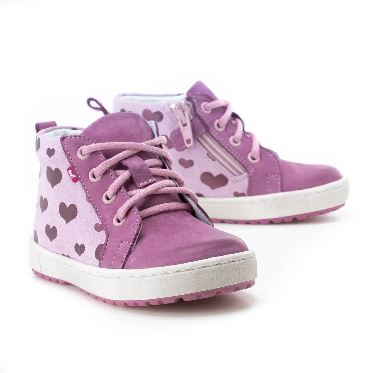 (2624) Purple Hearts Lace Up Sneakers