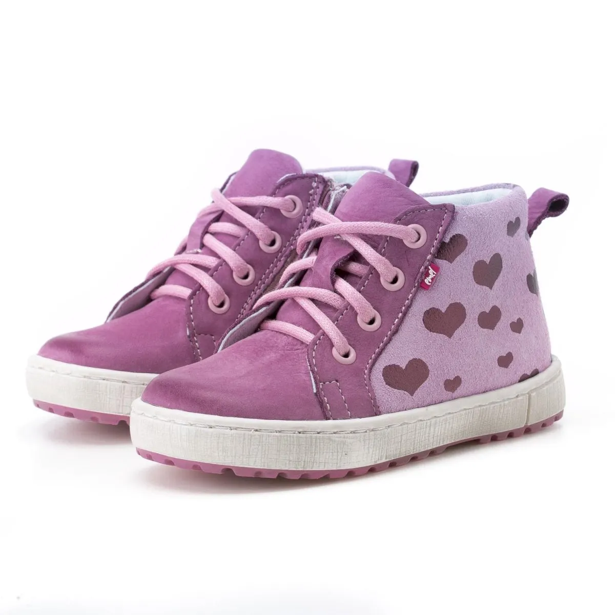 (2624) Purple Hearts Lace Up Sneakers