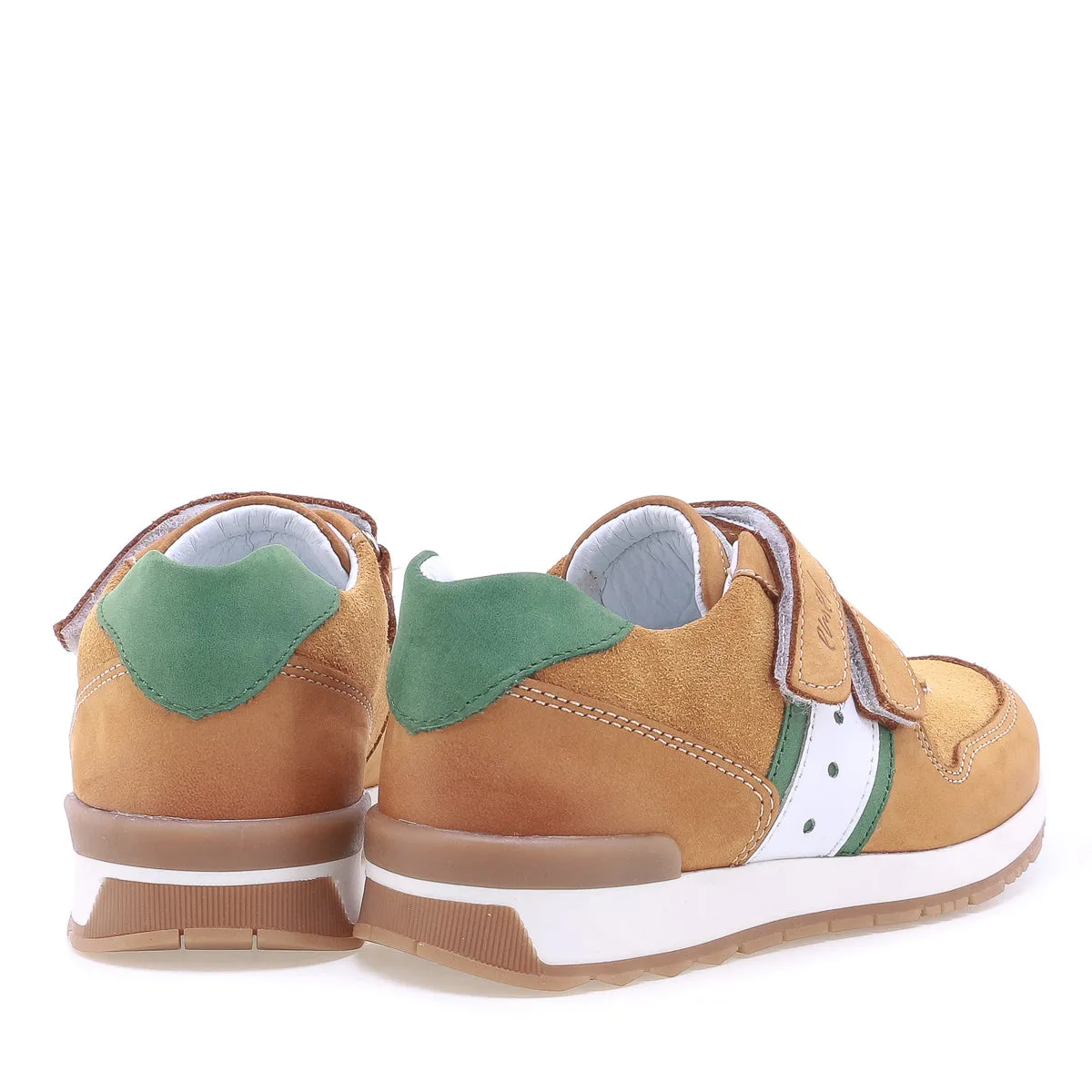 (2683-14) Low Velcro sneakers cognac