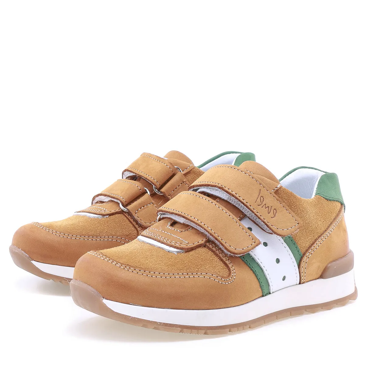 (2683-14) Low Velcro sneakers cognac