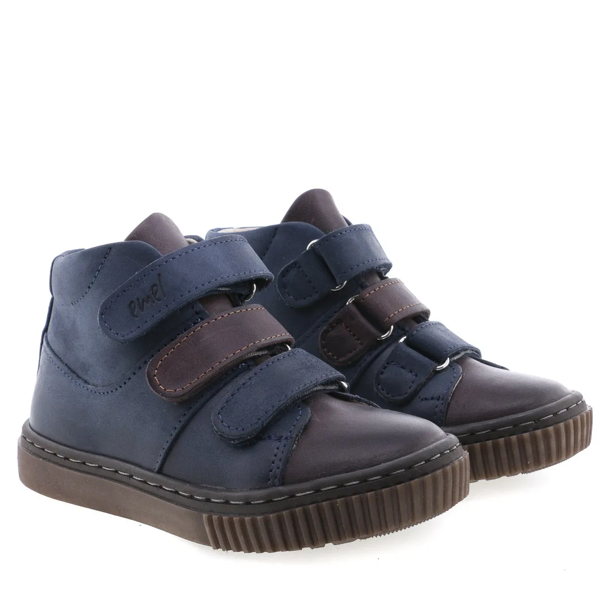 (2699-1) Emel velcro shoes - navy / brown