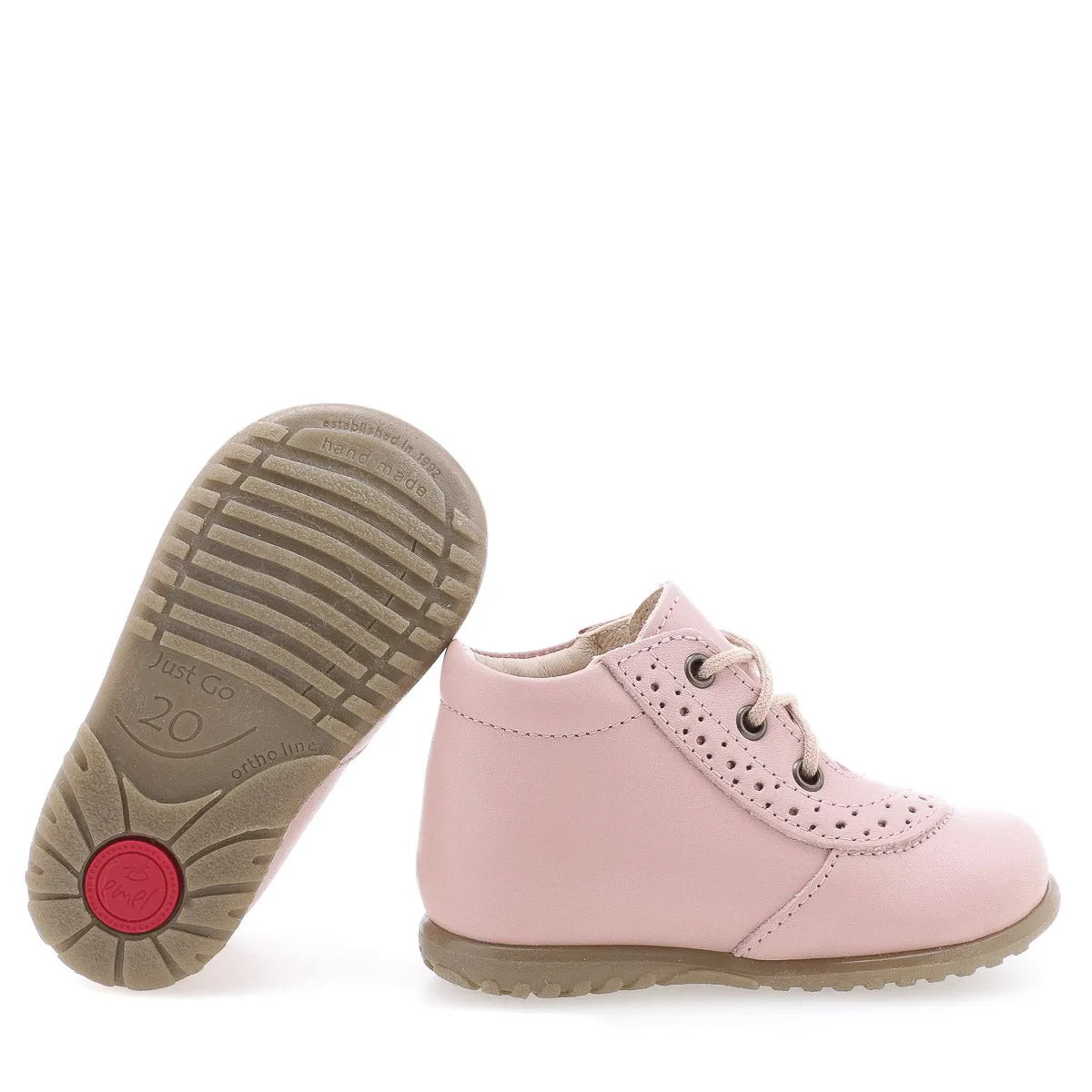 (716-16) Emel Lace Up First Shoes pink