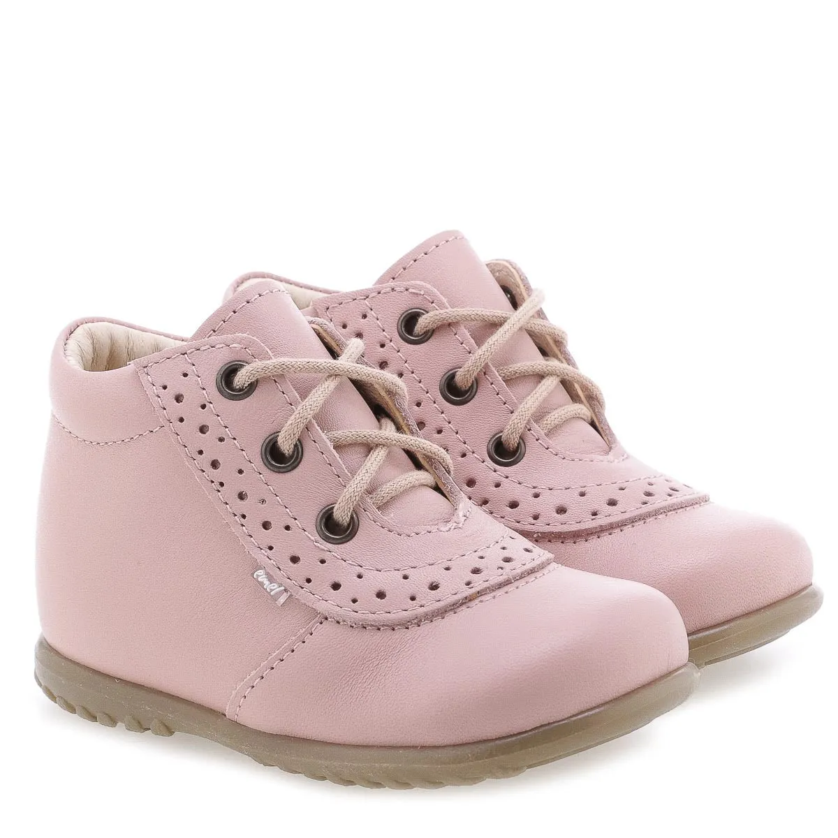 (716-16) Emel Lace Up First Shoes pink