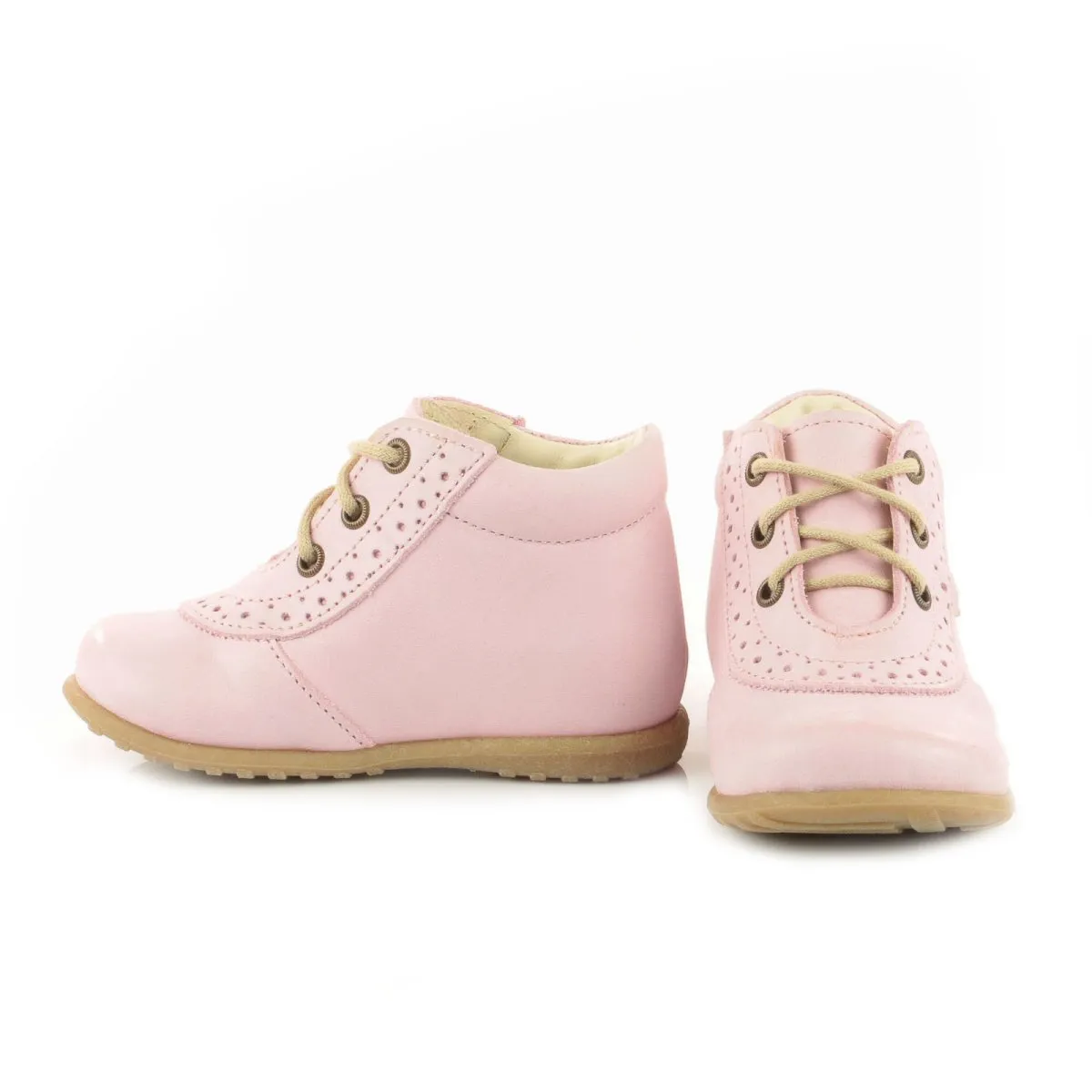 (716-7) Emel Lace Up First Shoes pink