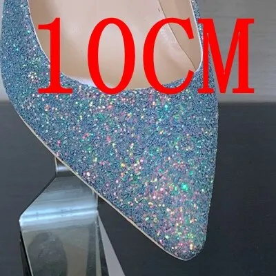 8/10/12CM Women's High Heels Summer Dress Pointed Toe Bling High Heel Shoes Lady Platform