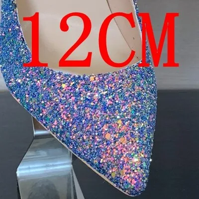 8/10/12CM Women's High Heels Summer Dress Pointed Toe Bling High Heel Shoes Lady Platform