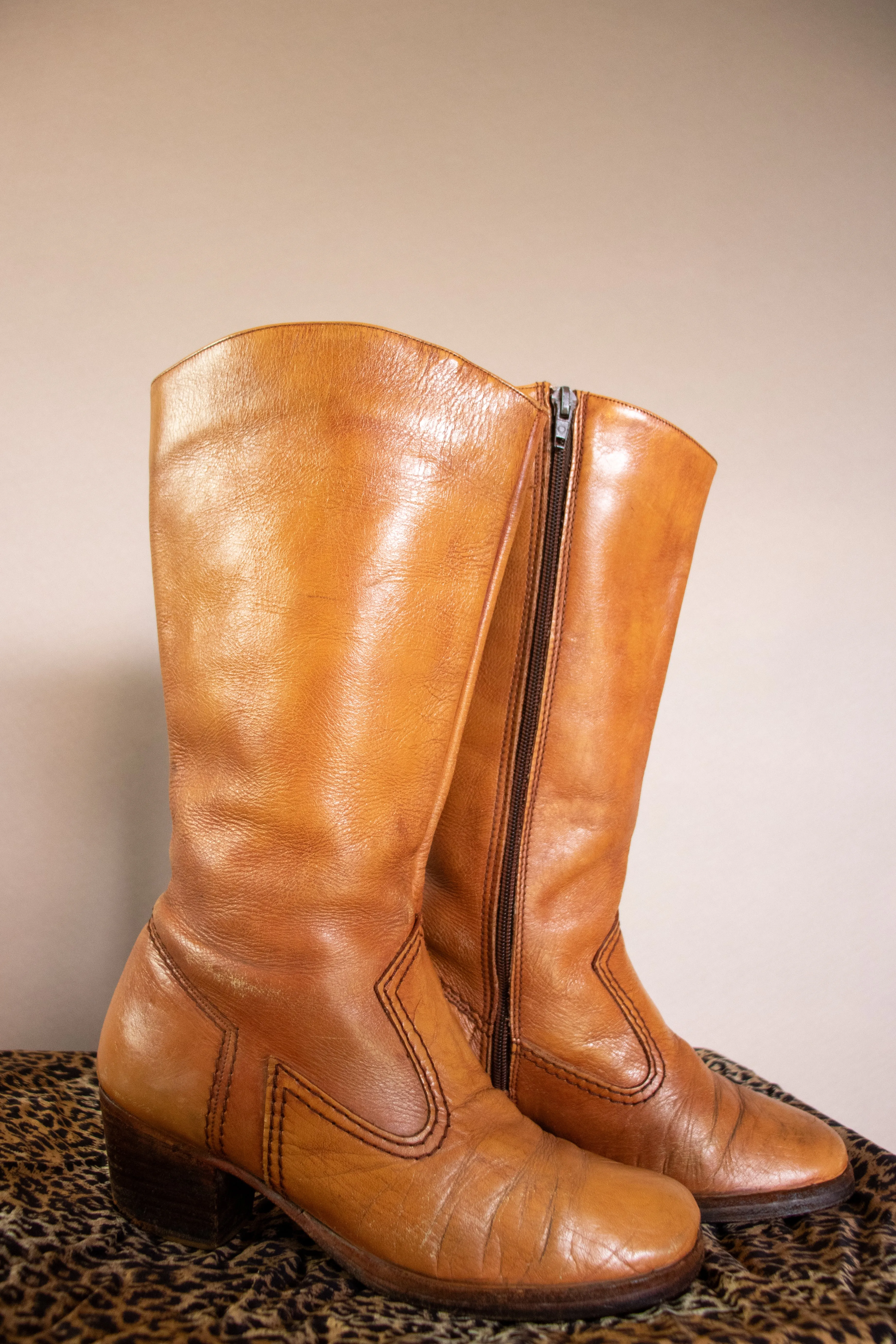 90s Heeled Tan Cowboy Boots