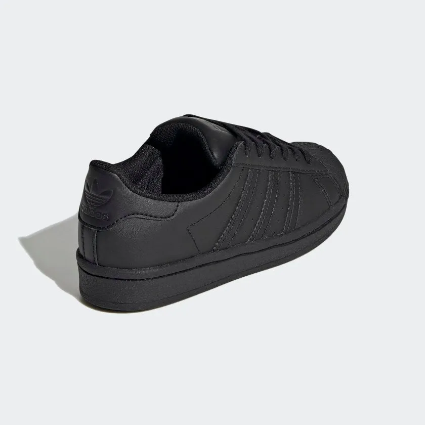 ADIDAS BLACK SUPERSTAR SHOES (PRE-SCHOOL)