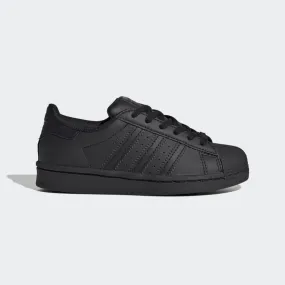 ADIDAS BLACK SUPERSTAR SHOES (PRE-SCHOOL)