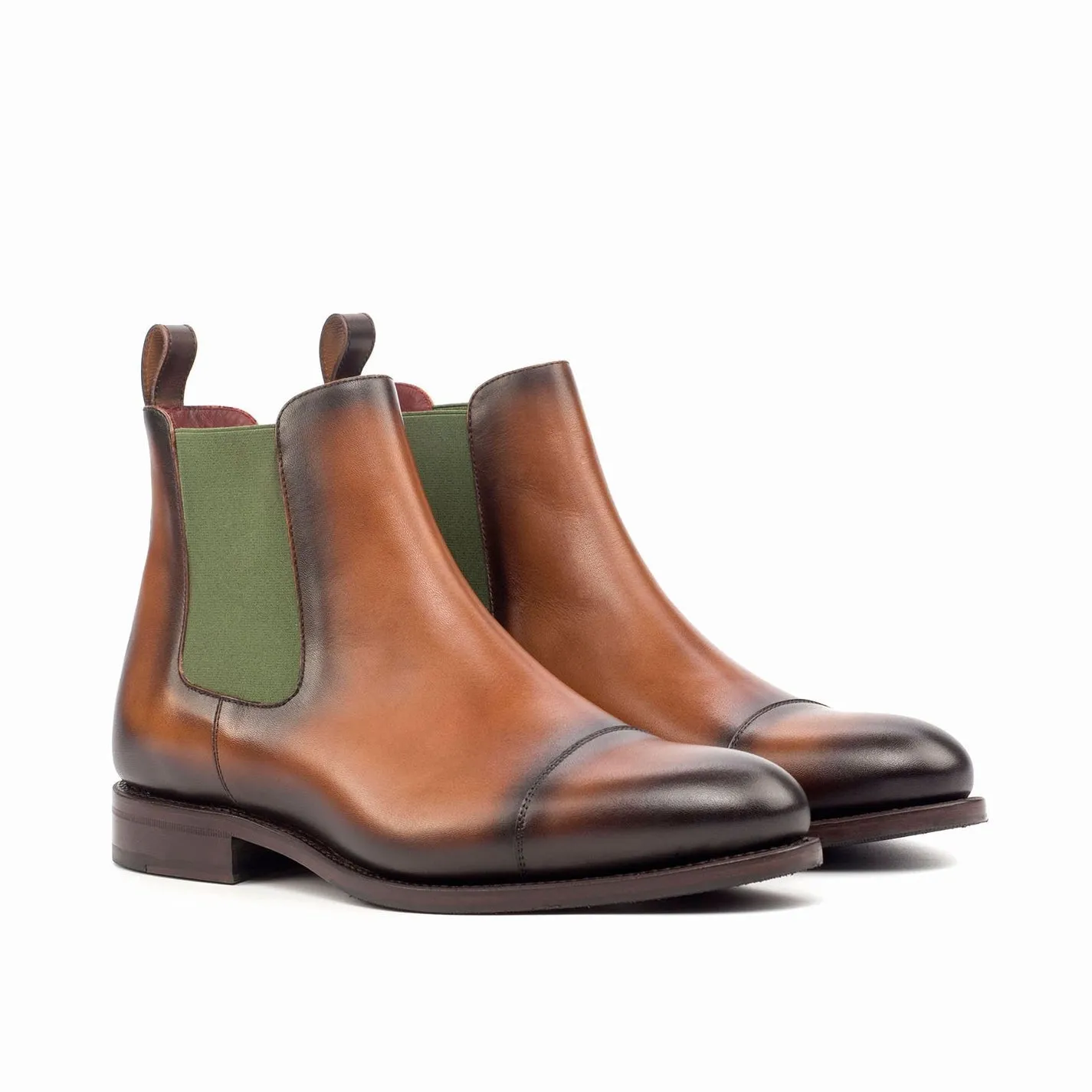 Ambrogio Bespoke Custom Men's Shoes Brown Calf-Skin Leather Chelsea Boots (AMB1862)