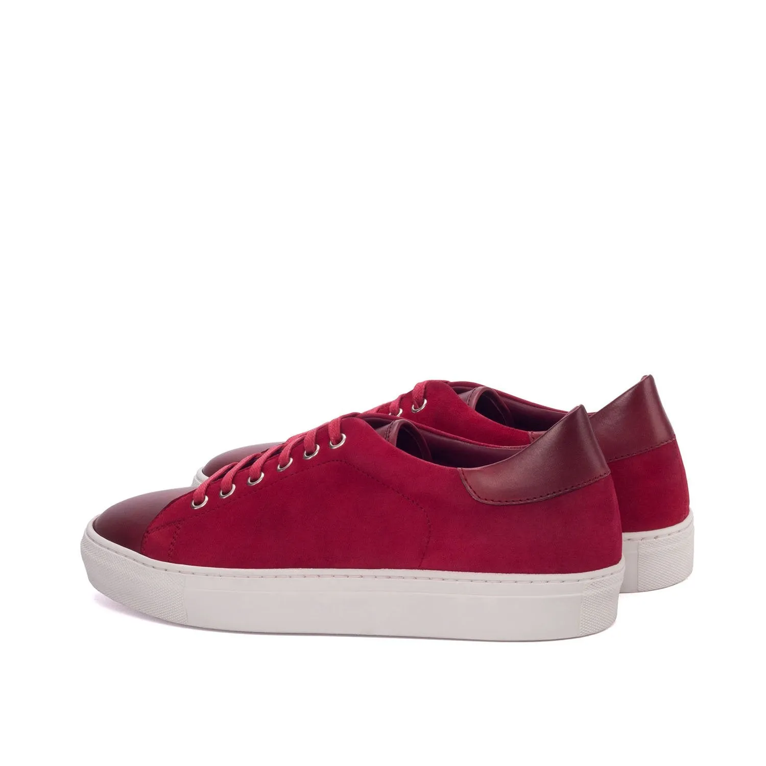 Ambrogio Bespoke Custom Men's Shoes Red Suede / Calf-Skin Leather Trainer Sneakers (AMB1917)