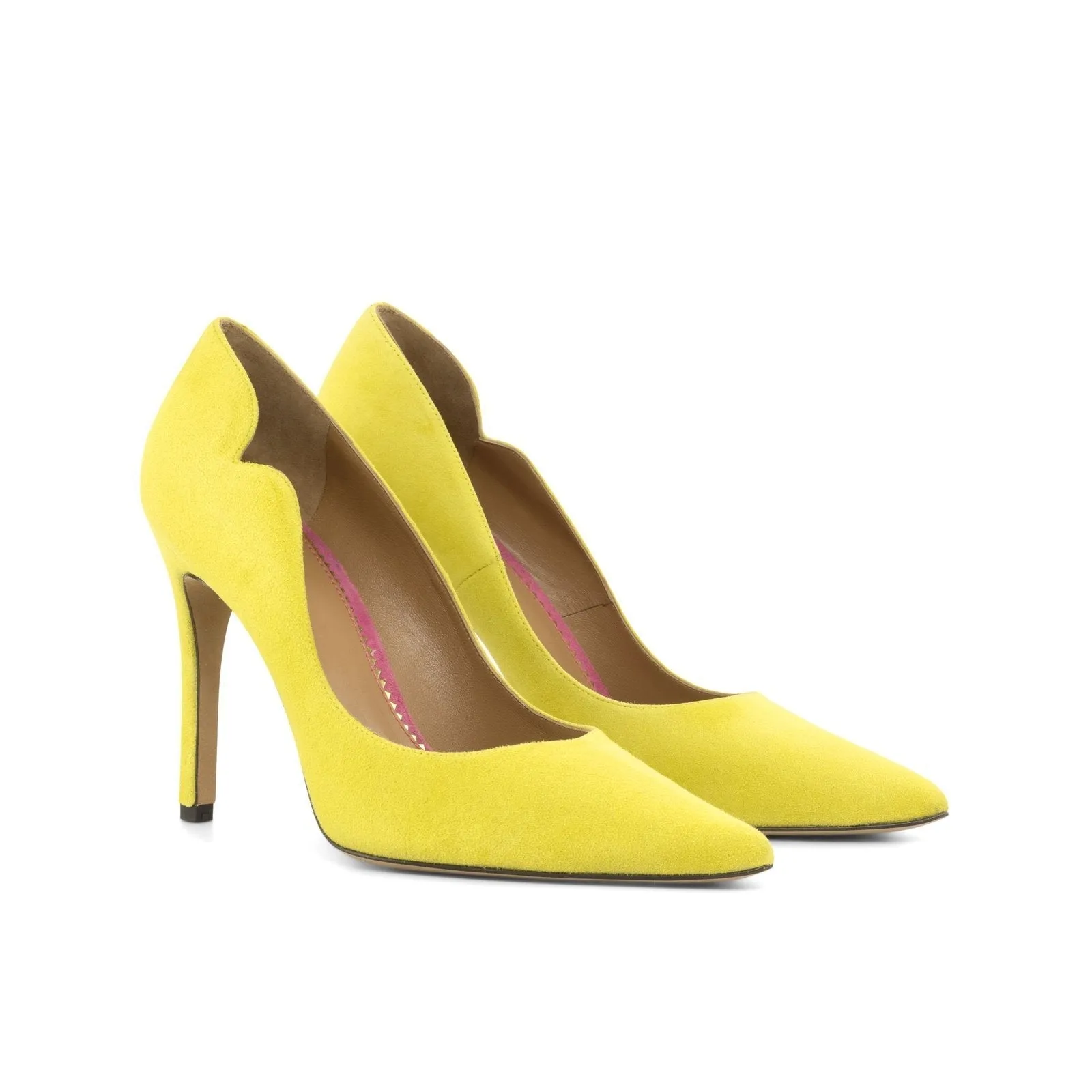 Ambrogio Bespoke Custom Women's Shoes Yellow Suede Leather Genoa Pumps (AMBW1107)