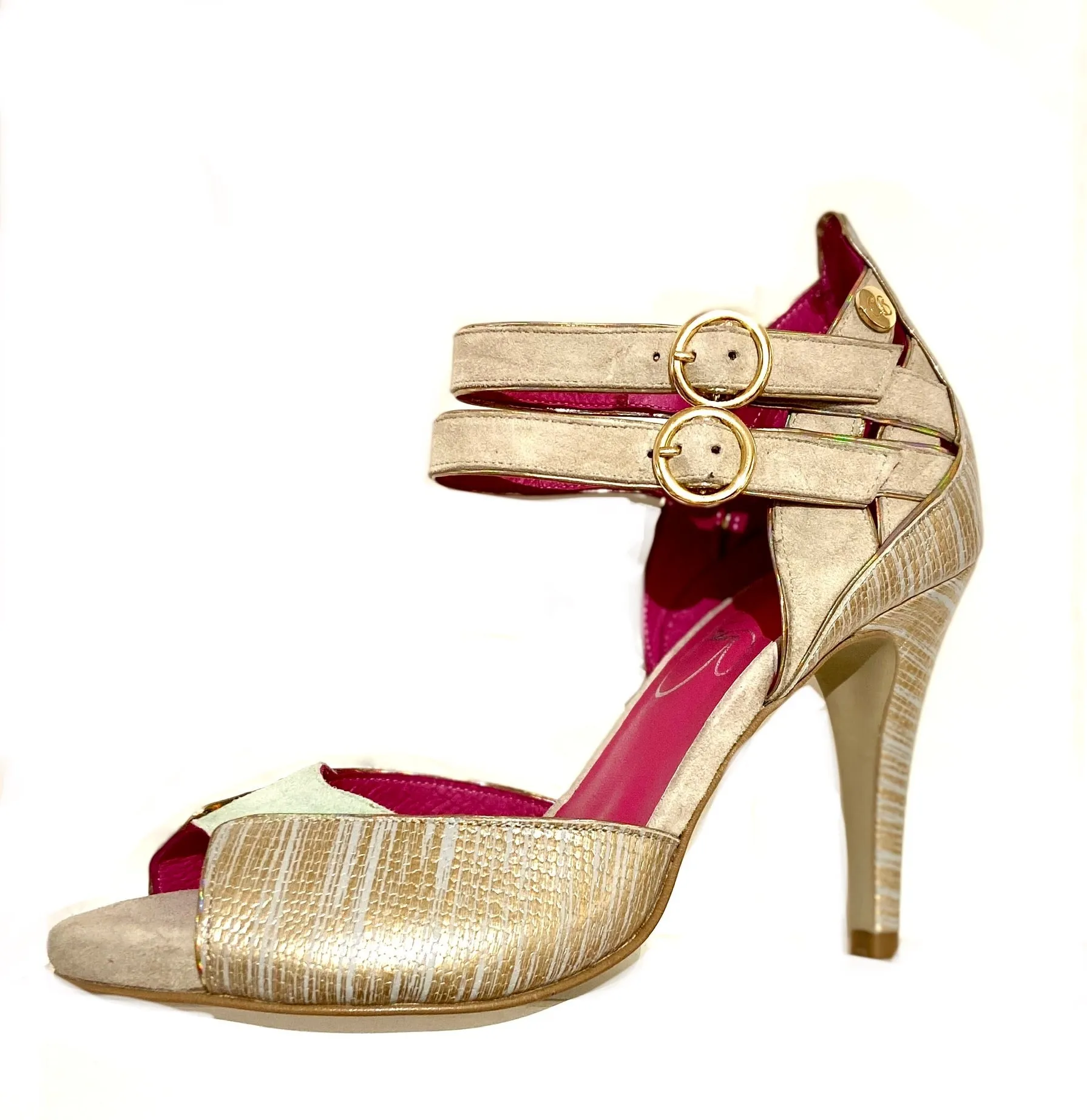 Argent - Soft gold/Aqua high heel sandal