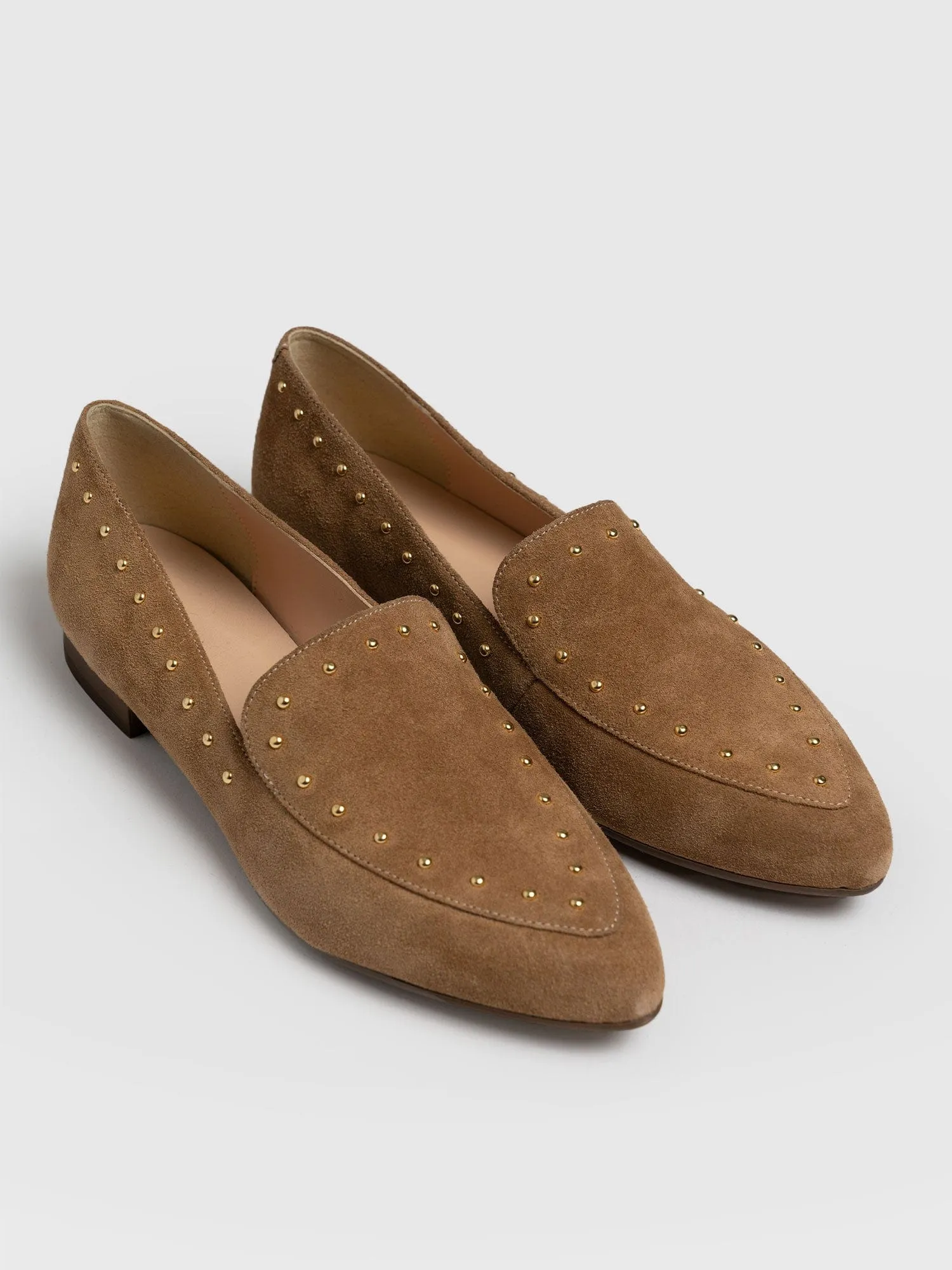 Ava Studded Loafer - Light Brown