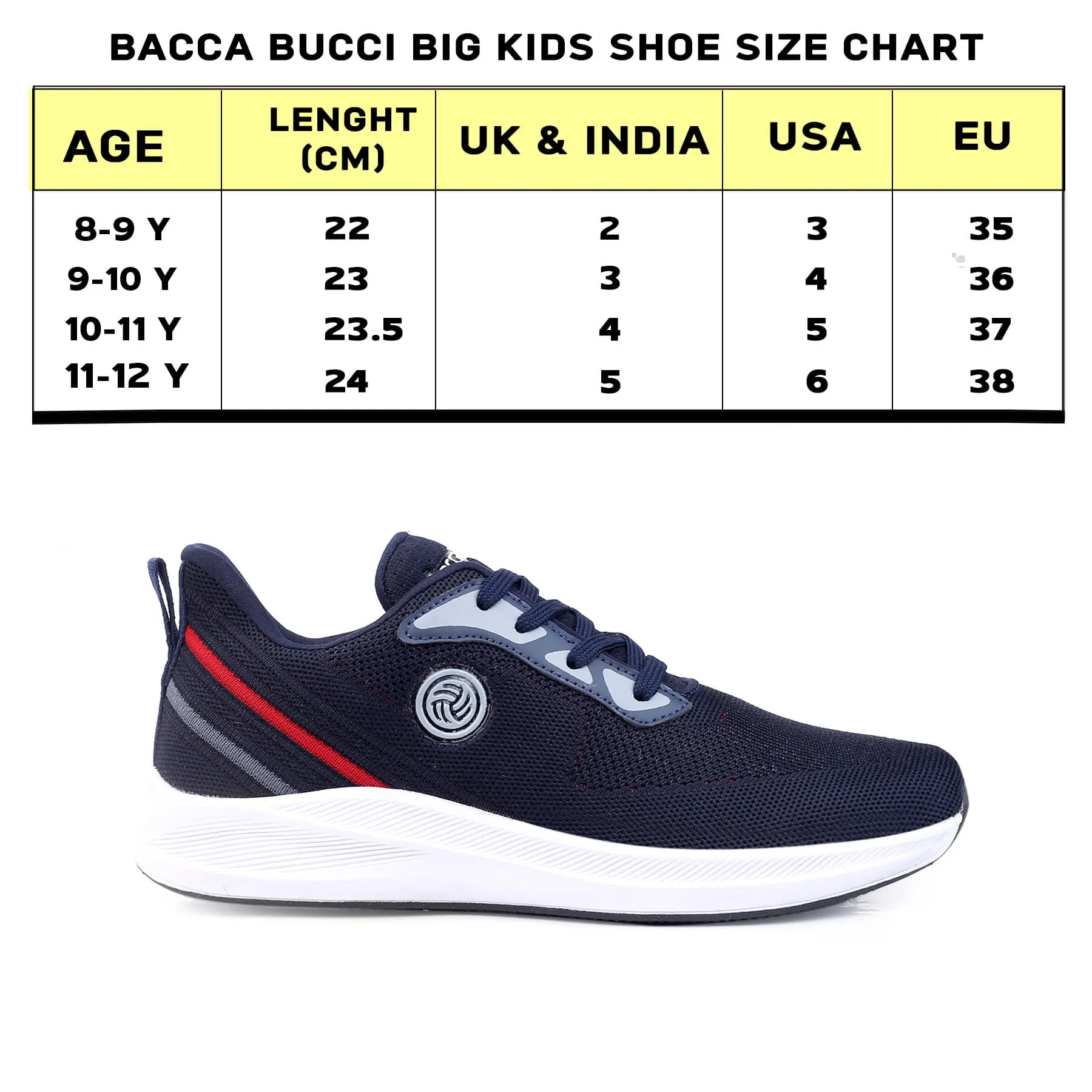 Bacca Bucci Boys or Girls Essential Knit Running Sports Shoe (Age: 8 year to 12 years)