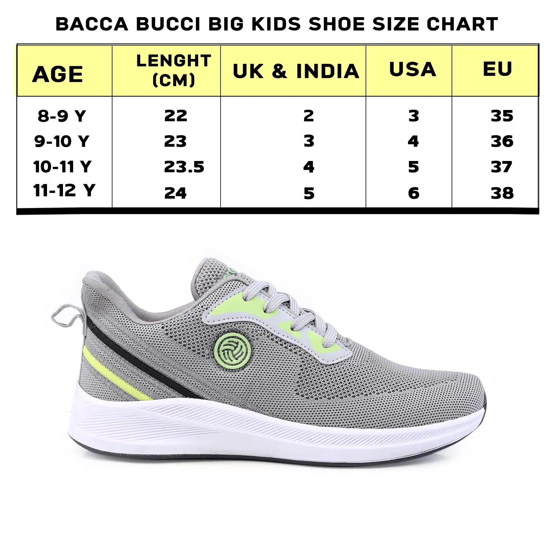 Bacca Bucci Boys or Girls Essential Knit Running Sports Shoe (Age: 8 year to 12 years)