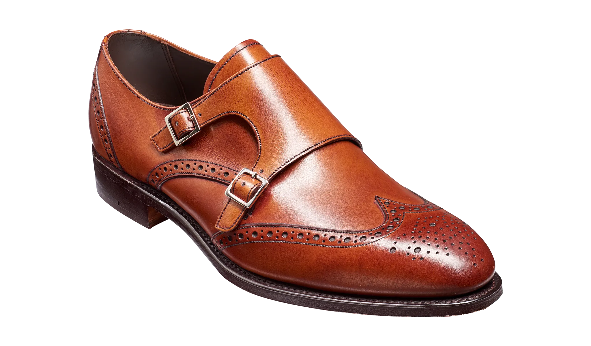 Barker Fleet Double Monk Leather Shoe- Antique Rosewood Calf