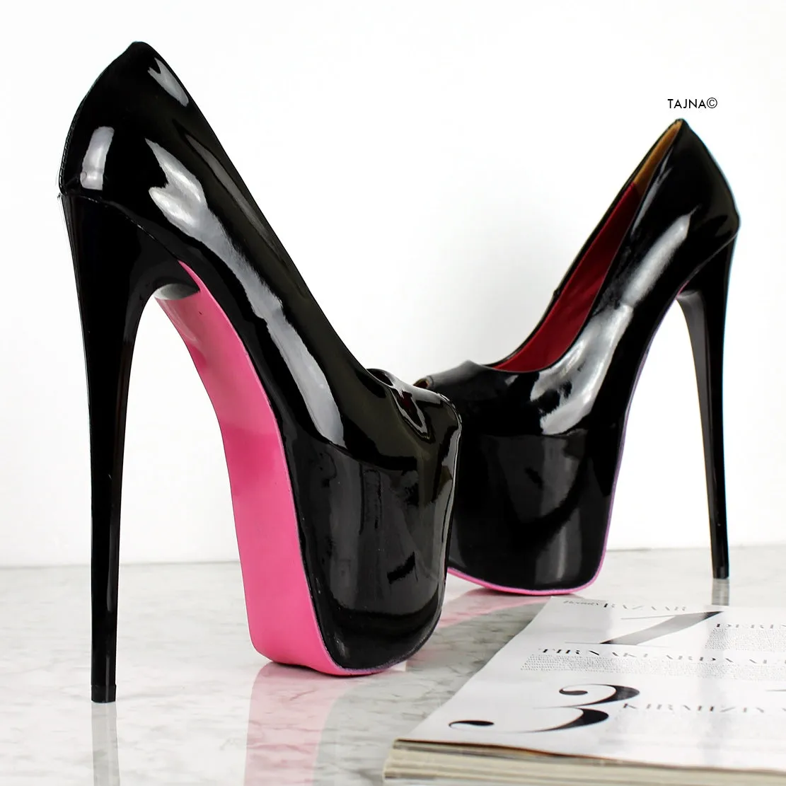 Black Gloss Fishmouth High Heel Pumps