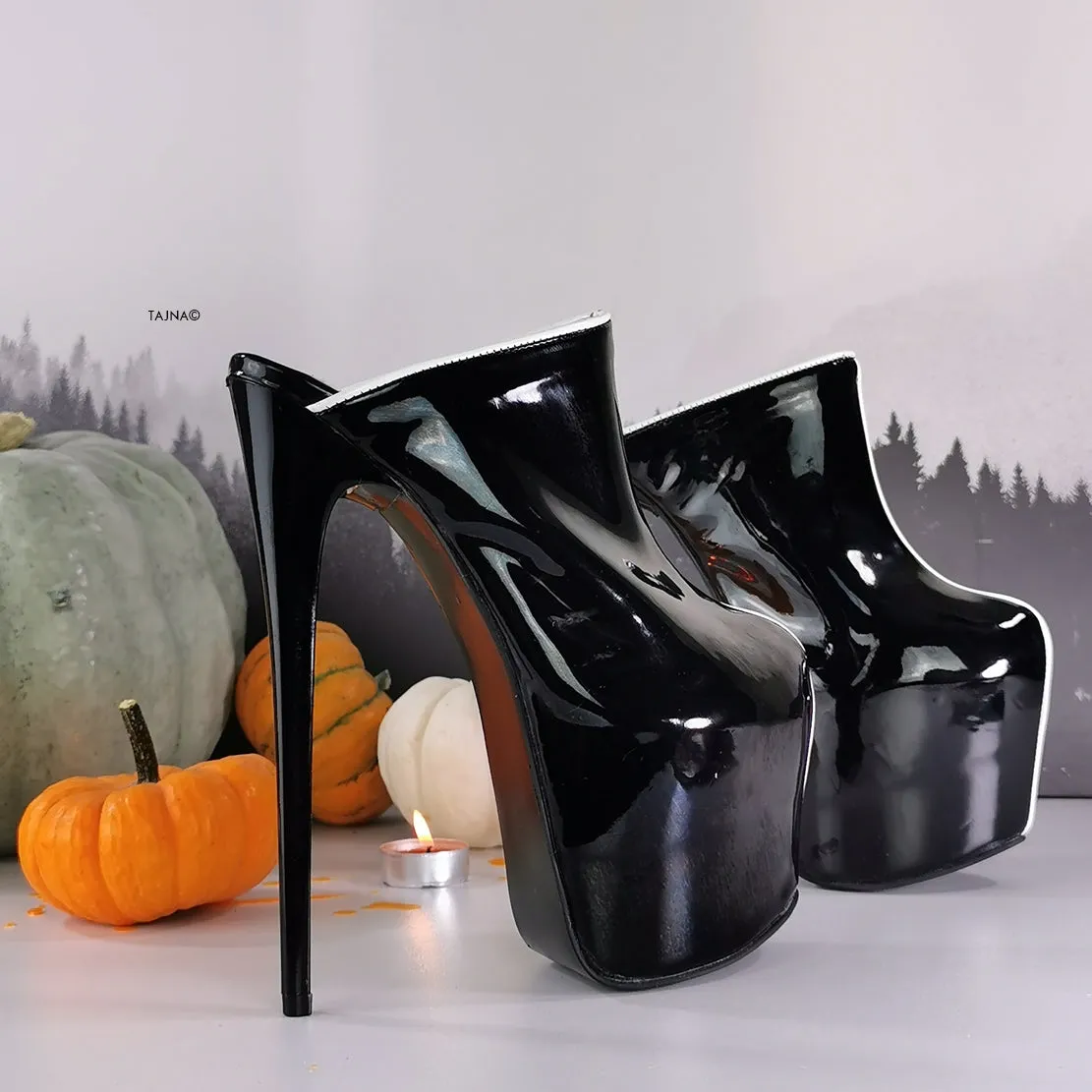 Black Gloss Sabo High Heel Mules