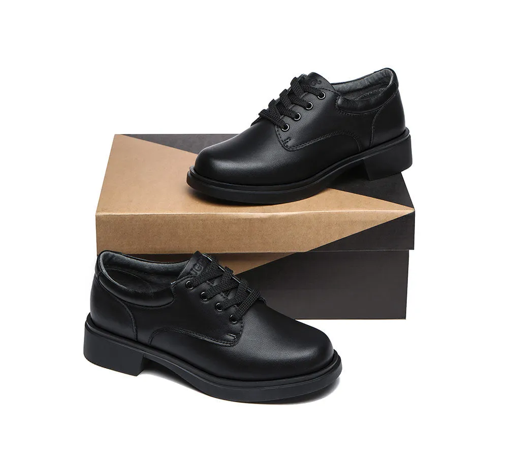 Black Leather Senior Lace Up School Shoes