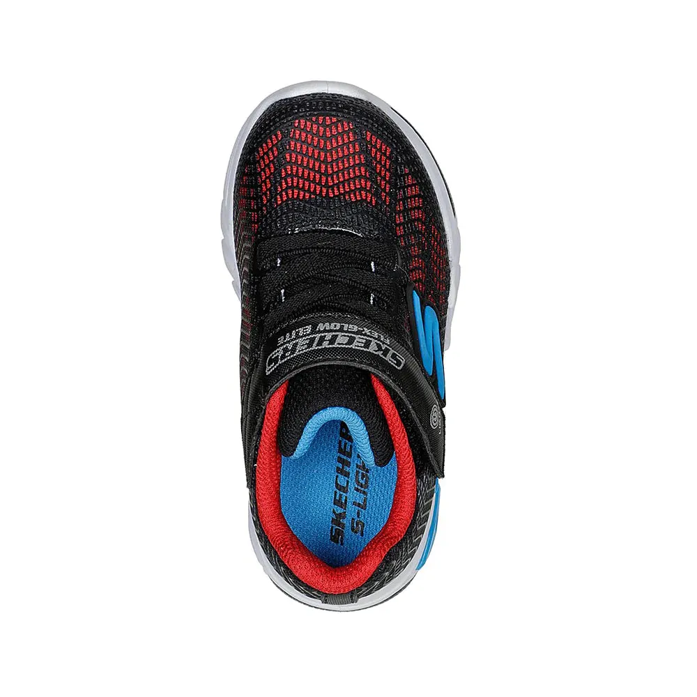 Boys Skechers Trainers Light up Strap Easy On Black/Red 400137 sale