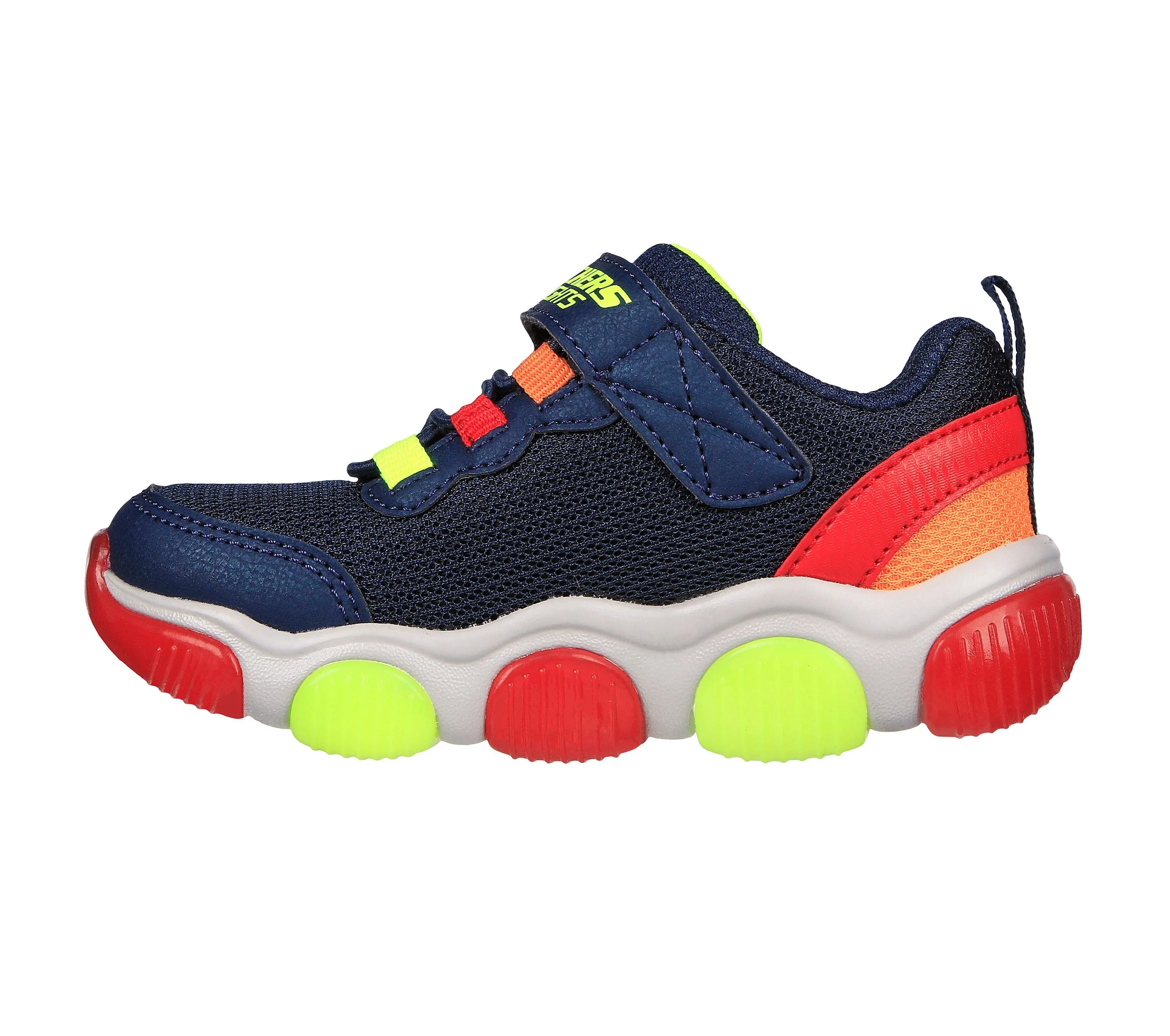 Boys Skechers Trainers Light up Strap Easy On Navy Mighty Glow 400137N NVRD