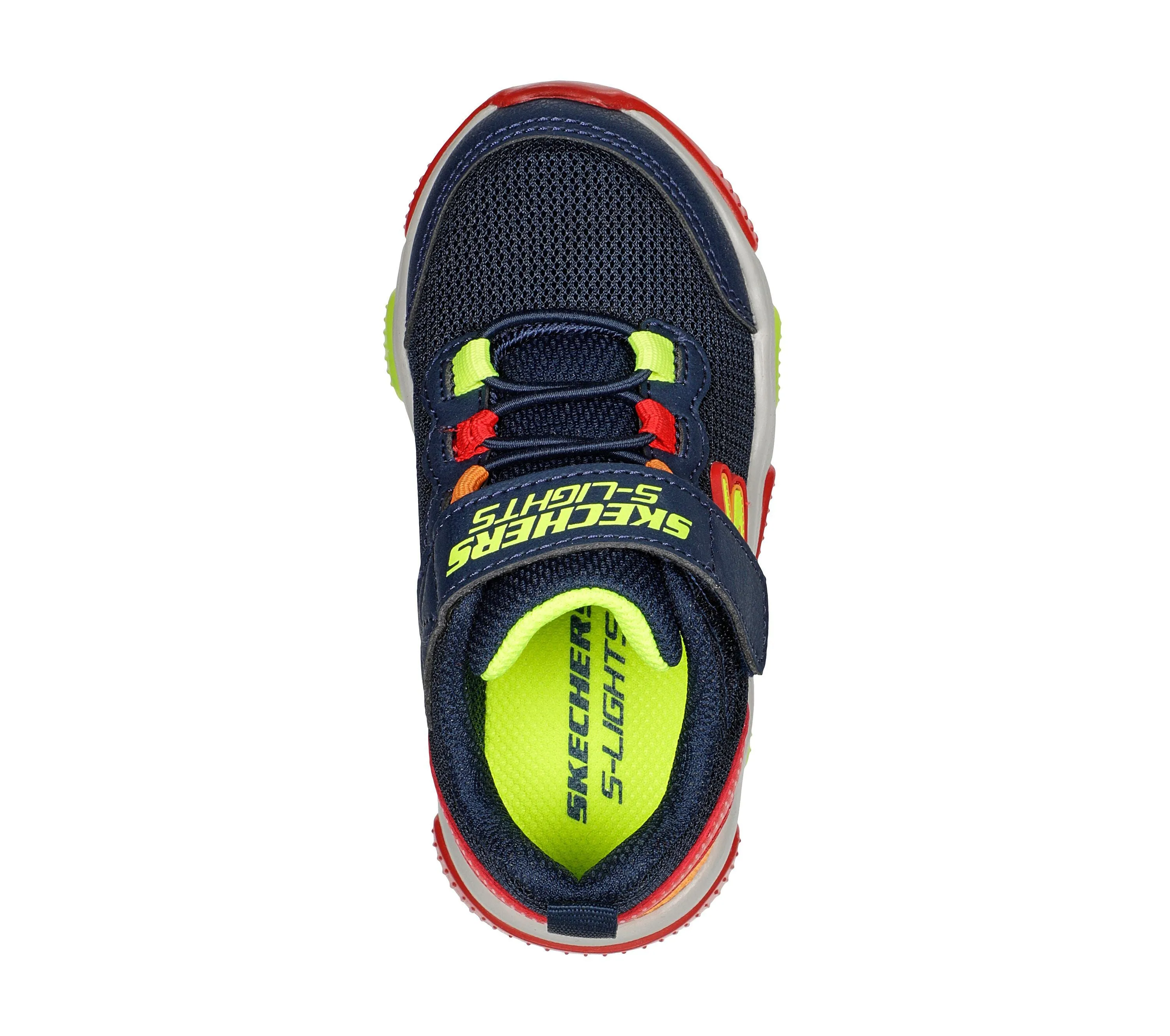 Boys Skechers Trainers Light up Strap Easy On Navy Mighty Glow 400137N NVRD