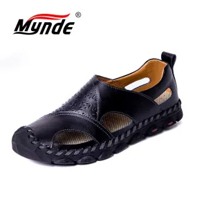 Brand Summer Mens Sandals Breathable Genuine Leather Men Shoes