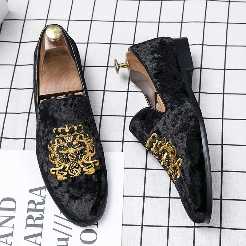 Casual Men Embroidery Loafers wedding New Big Size Lazy Peas shoes