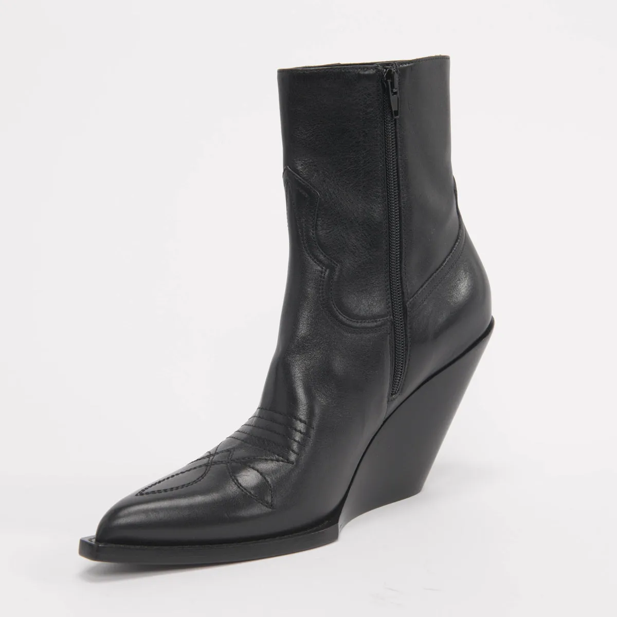 Celine Black Calfskin Moon Zipped Boots 40