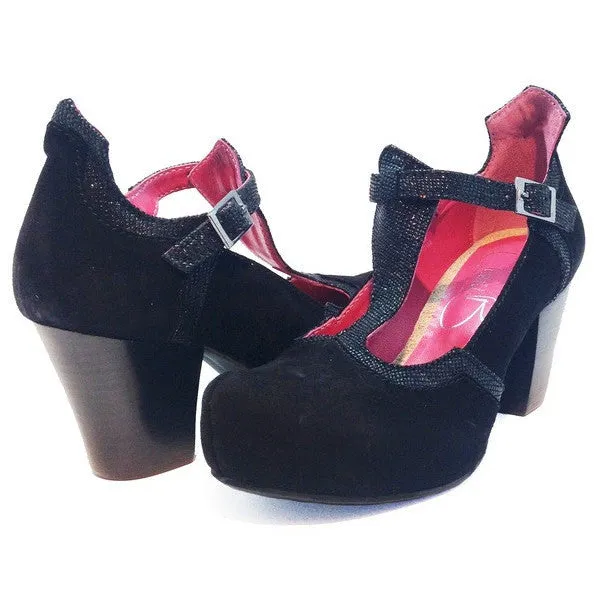 Cerise Black suede print- last pair 40!