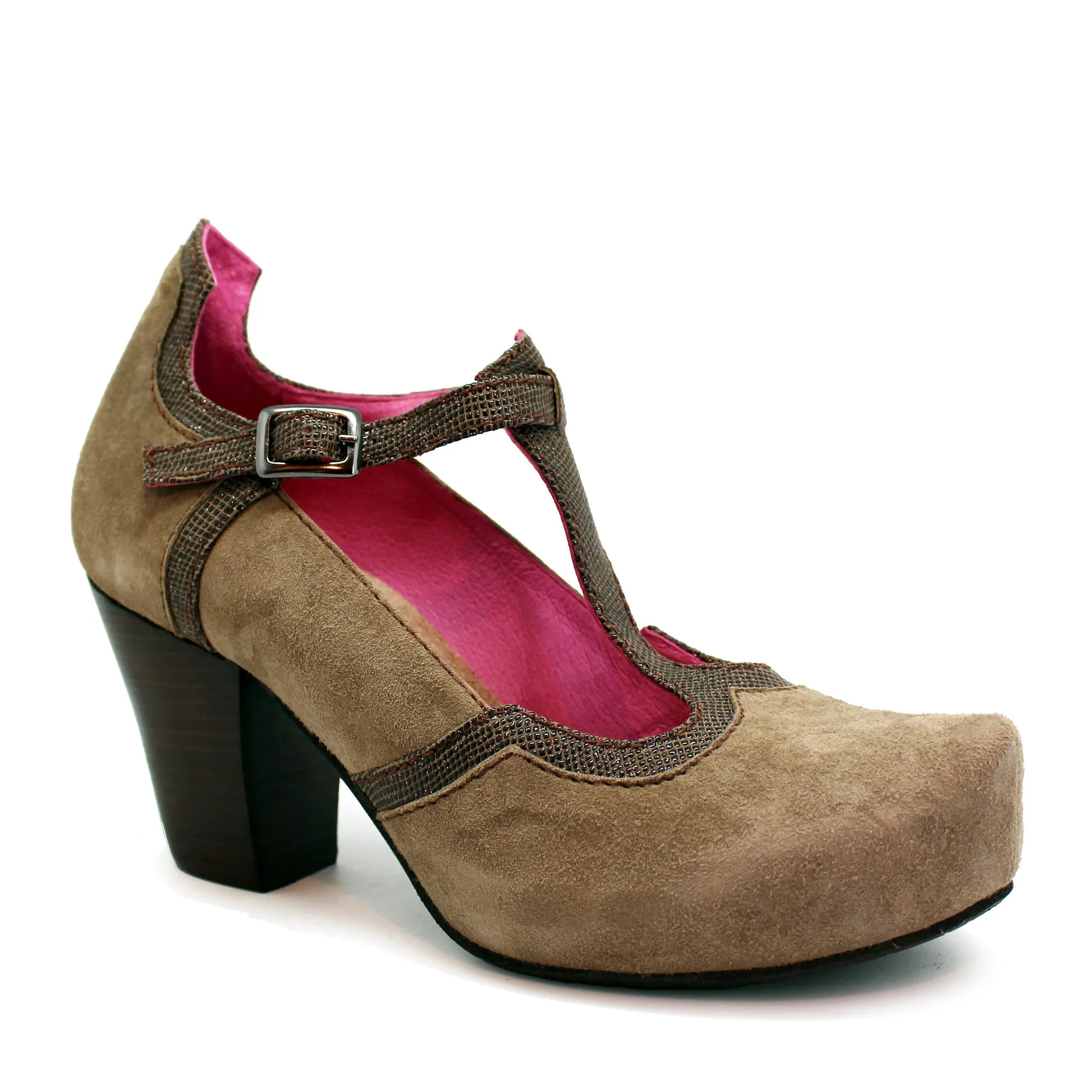 Cerise-taupe t strap