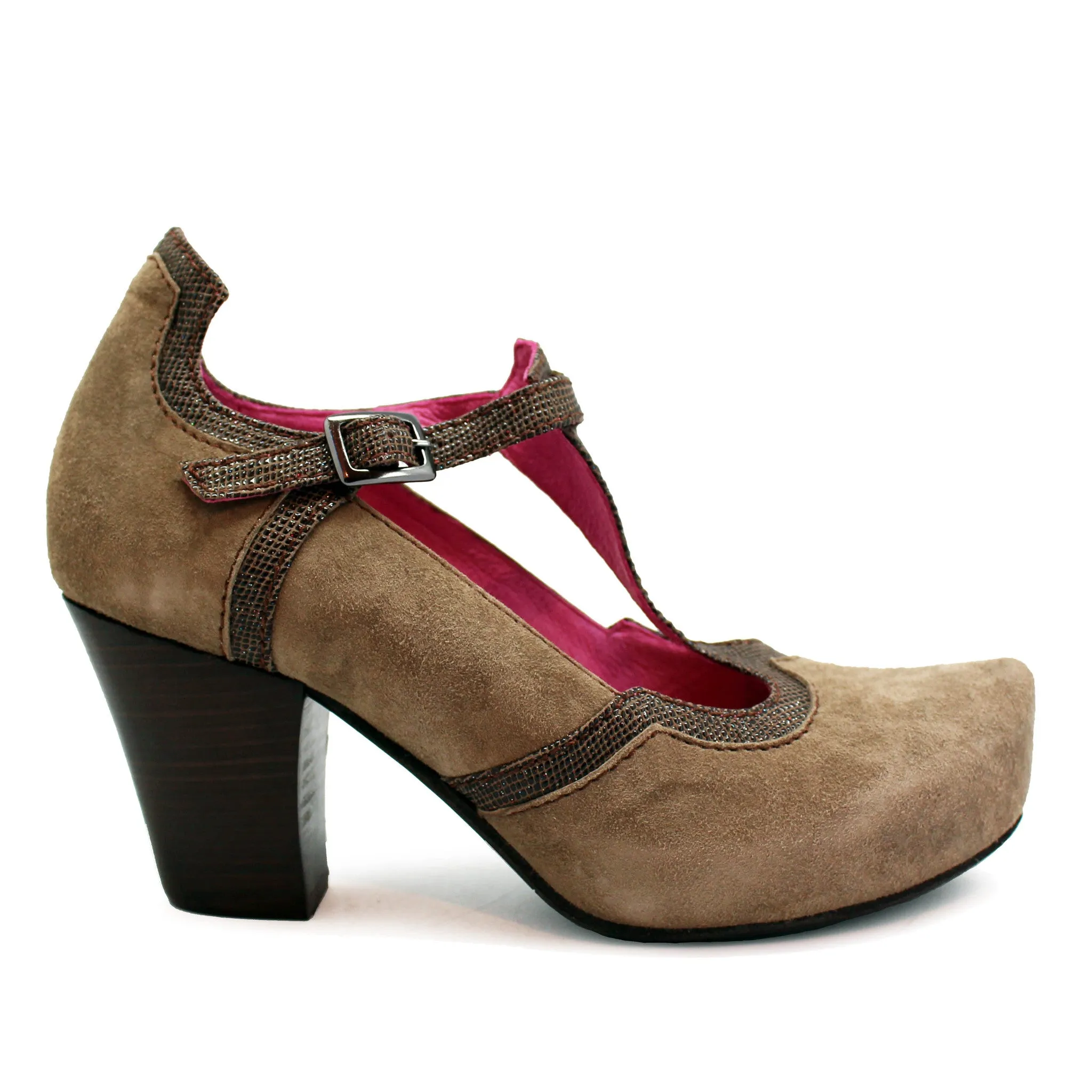 Cerise-taupe t strap