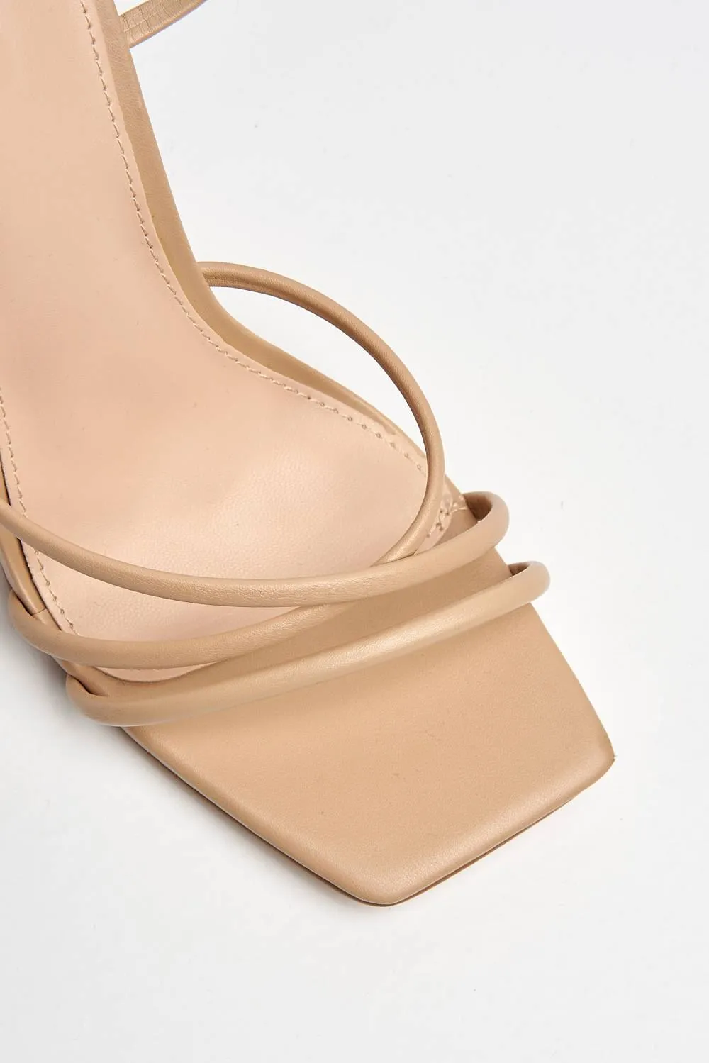 Chania Thick Strappy Block Heel Sandal in Nude