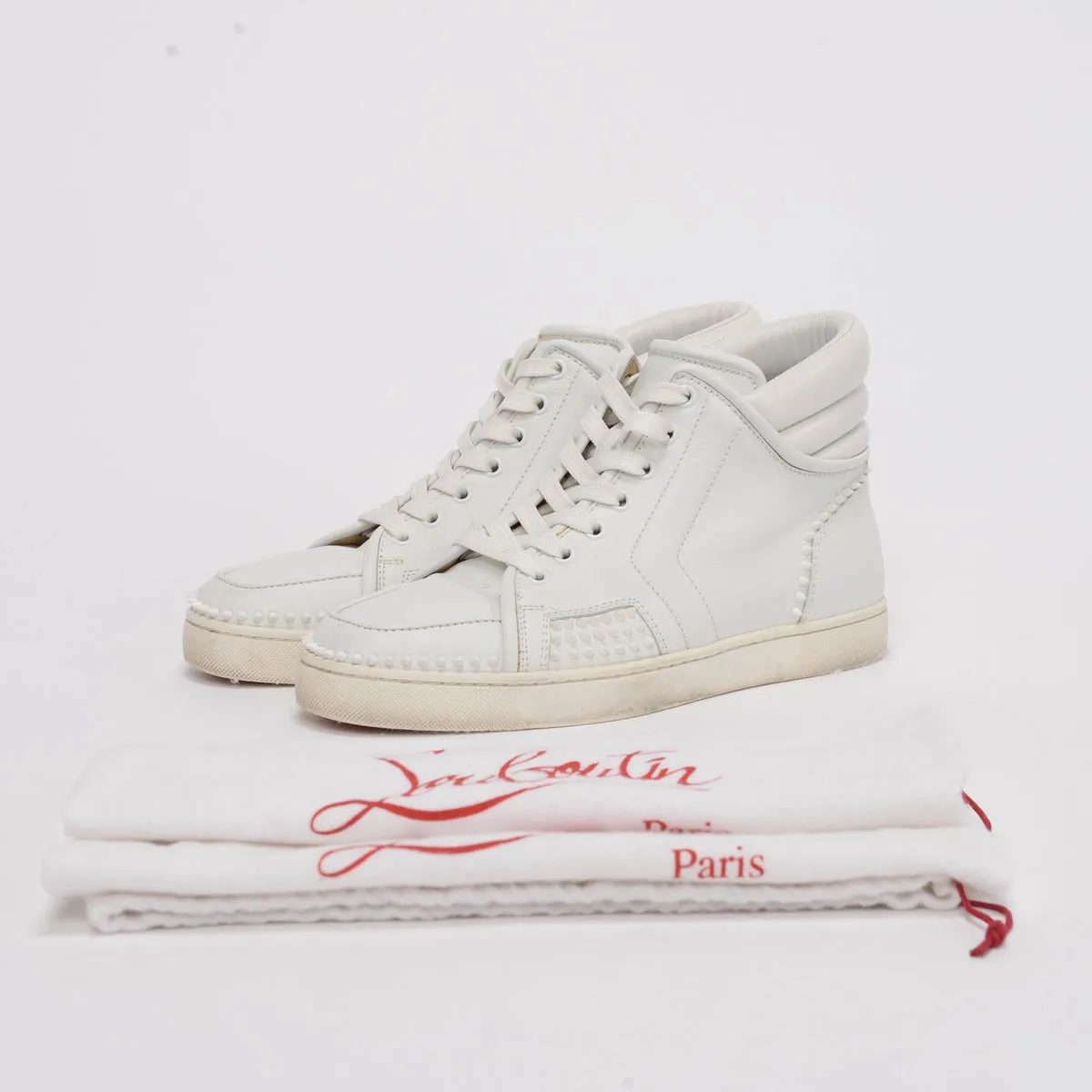 Christian Louboutin White Calfskin Sporty Dude Sneakers 41