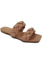 Double Braided Band Slip On Sandal-Camel