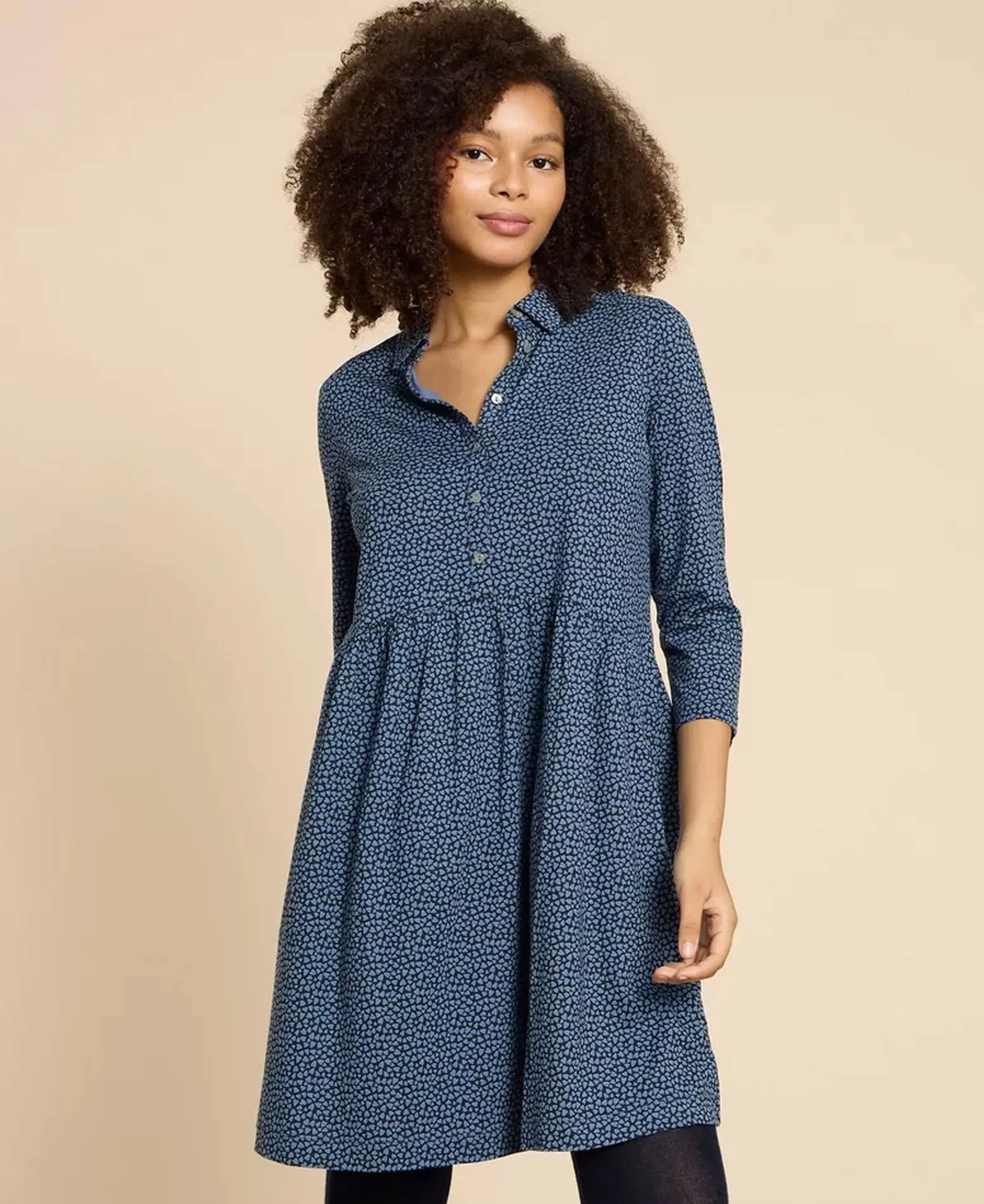 Everly Shirt Dress - Blue Print