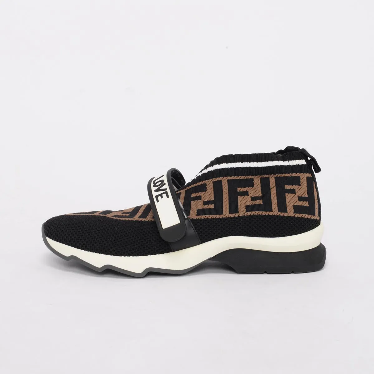 Fendi Brown FF Knit Fendi Love Rockoko Sneakers 38.5