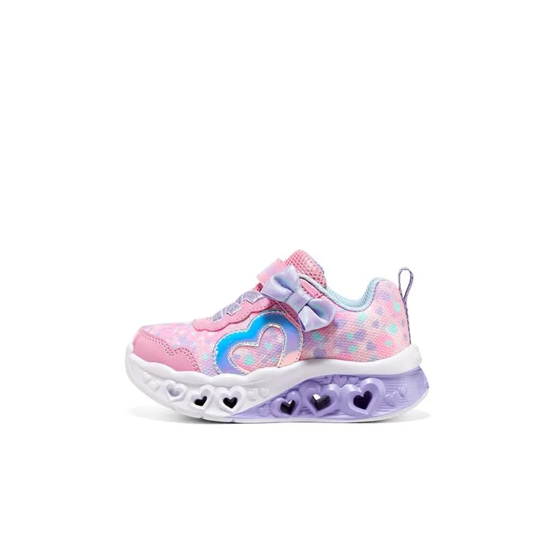 Girls Skechers Trainers Lavender Strap Light Up Flutter Hearts 302691N