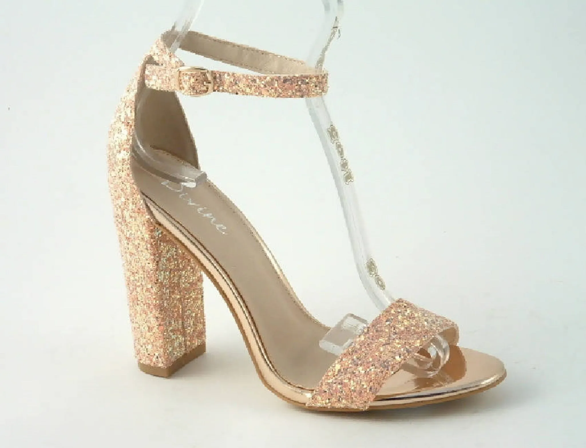 Glitz Shoes Divine Block High Heel Glitter Sandal