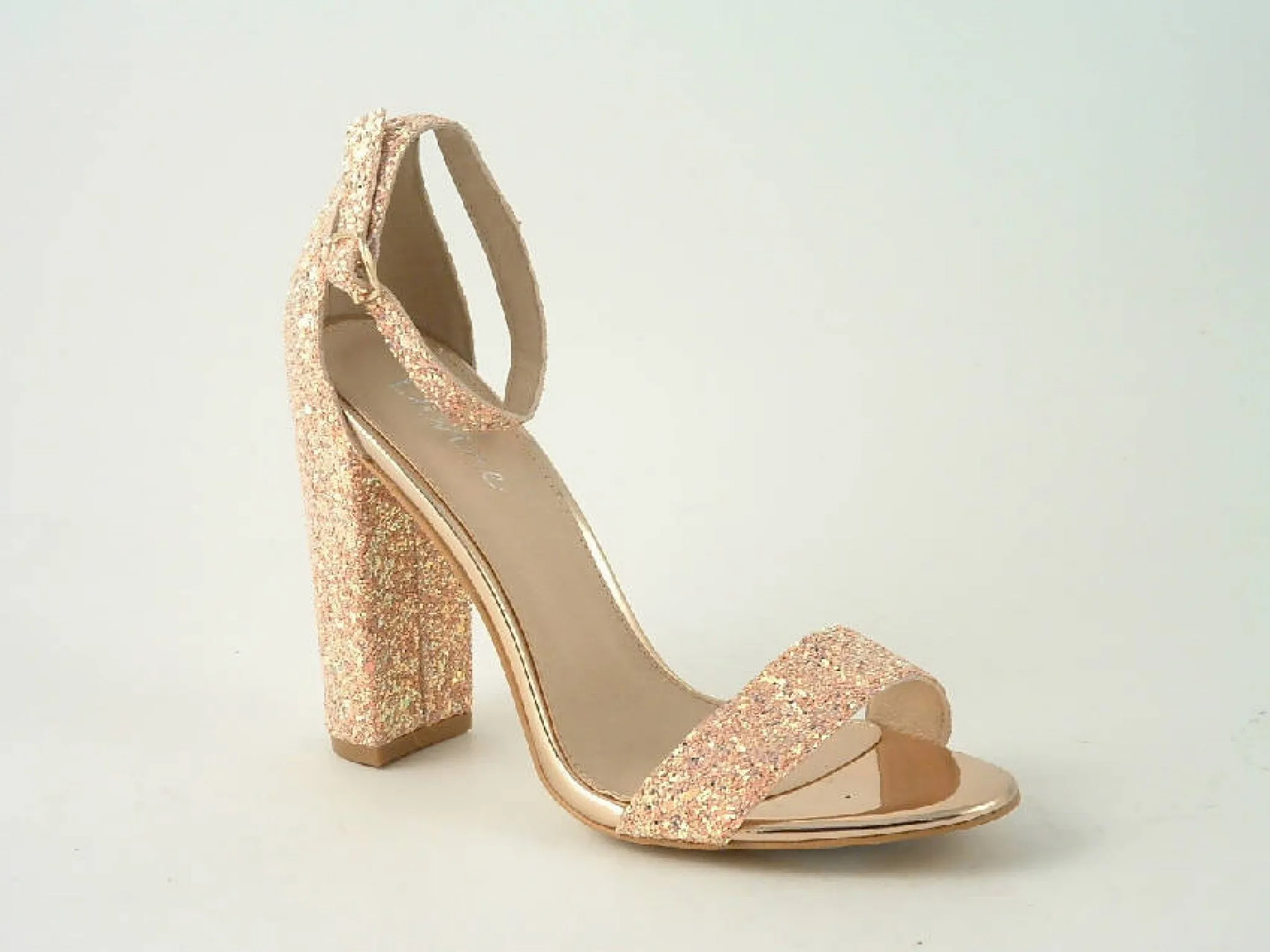 Glitz Shoes Divine Block High Heel Glitter Sandal