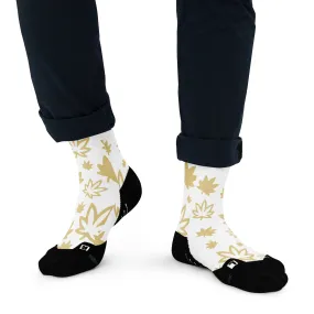 Gold leaf on white Basketball socks